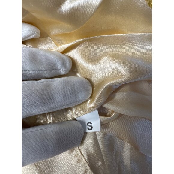 Gold Bridesmaid Satin Robe Kimono Style With Tie Belt S - Picture 5 of 6